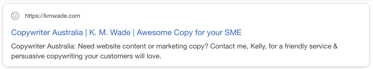 This is a screenshot of a SERP entry, which shows the URL, SEO title and meta description of a webpage