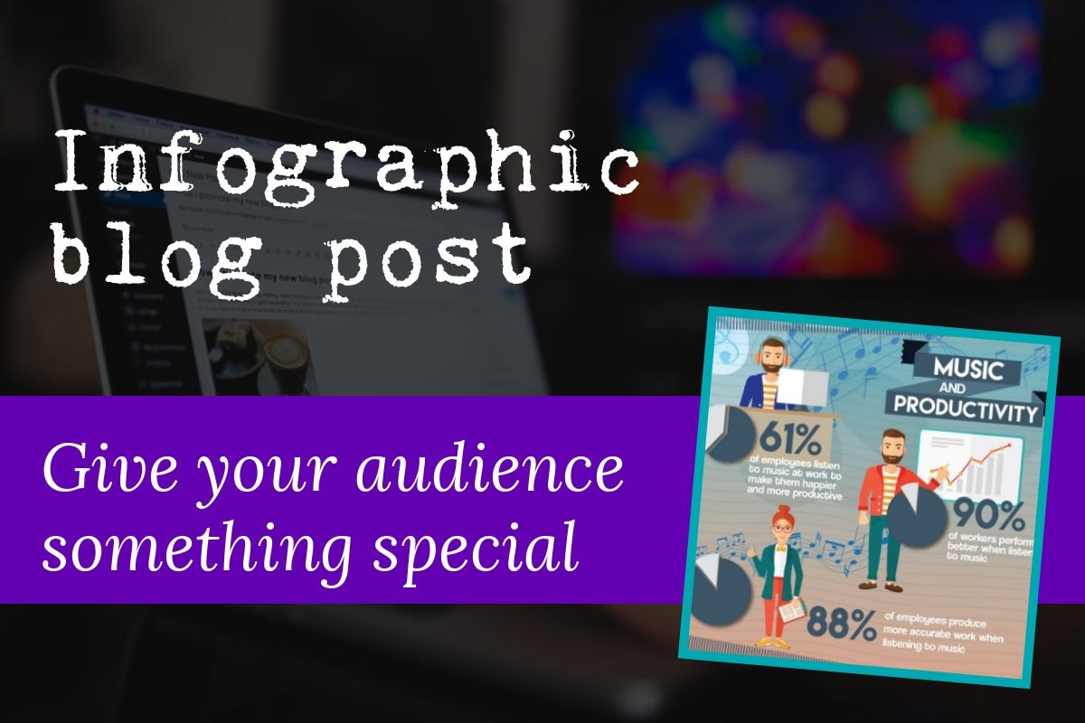 The seventh type of blog post is the infographic blog post which is great if you want to give your audience something special. The image includes a screenshot of a typical infographic blog post.
