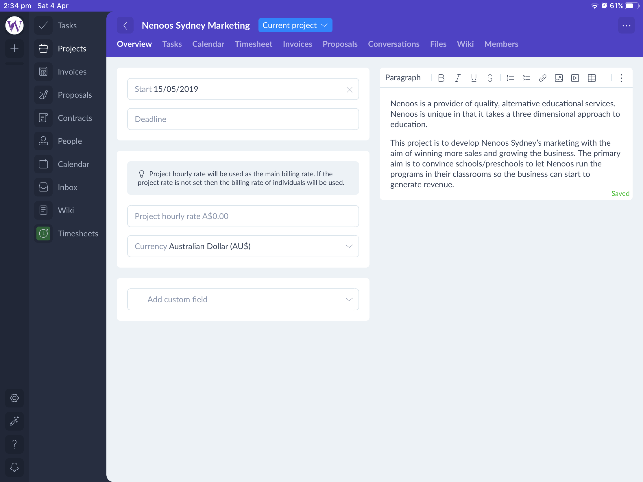 Plutio’s project feature is perfect for anyone working from home